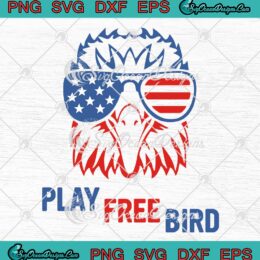 Play Free Bird Patriotic Eagle SVG - USA Flag 4th Of July SVG - Freedom Day SVG PNG EPS DXF PDF, Cricut File