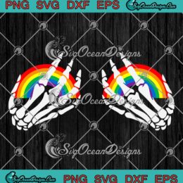 Rainbow Boobs Skeleton Hand LGBT SVG - Gay Funny Gay Les Pride SVG PNG EPS DXF PDF, Cricut File