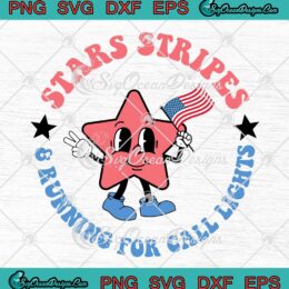 Retro Patriotic CNA Nurse SVG - 4th Of July SVG - Stars Stripes And Running For Call Lights SVG PNG EPS DXF PDF, Cricut File