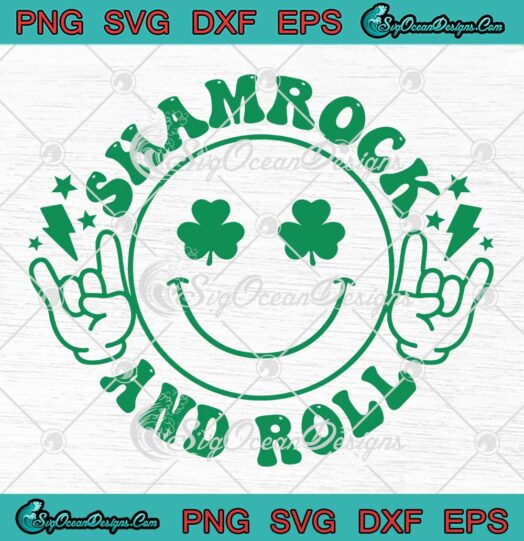 Smiley Face Shamrock And Roll SVG - Funny St. Patrick's Day SVG PNG EPS DXF PDF, Cricut File