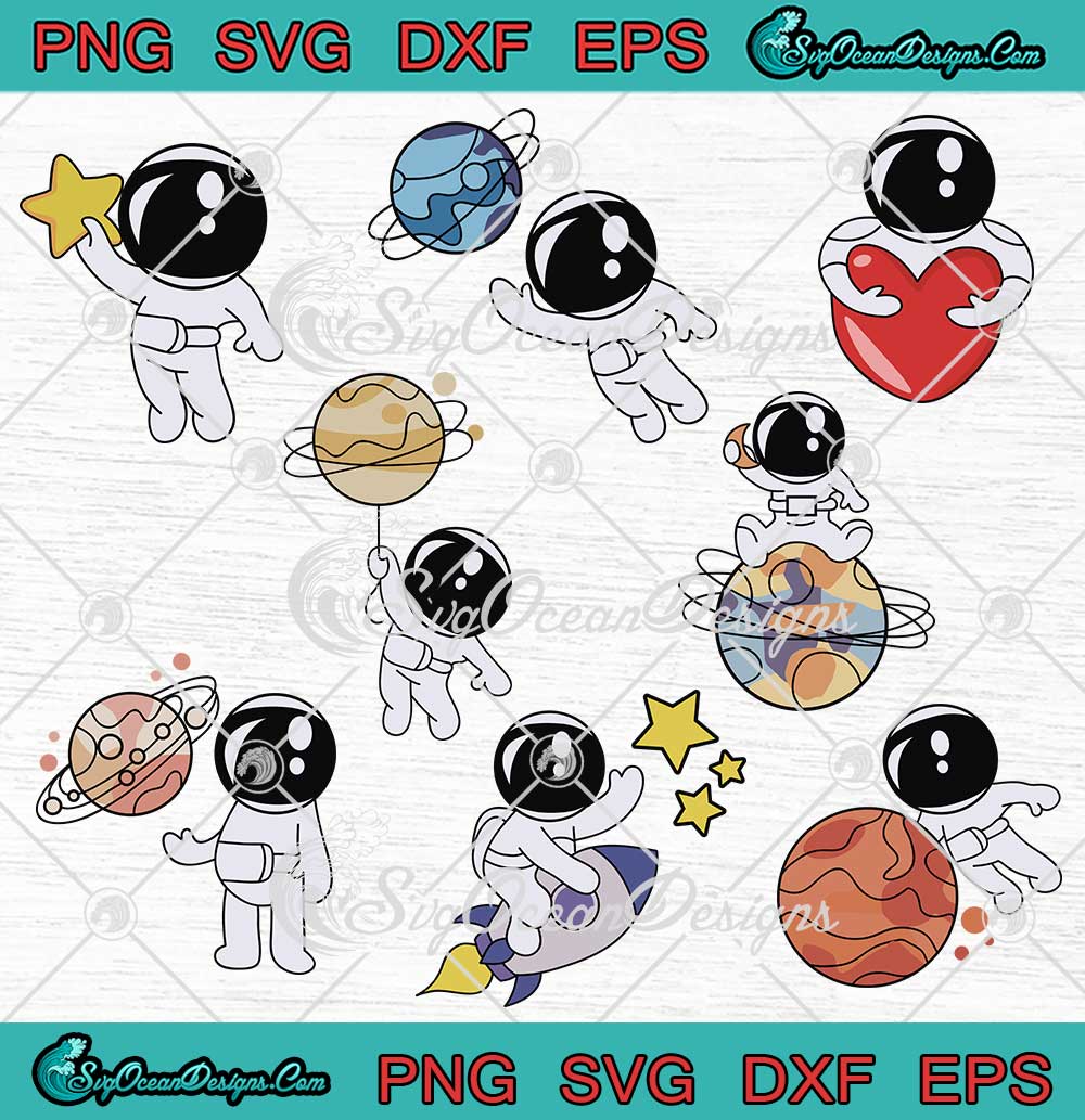 UFO Rocket Outer Space Astronaut SVG - Cute Astronaut SpaceX Lovers Bundle  SVG PNG EPS DXF PDF