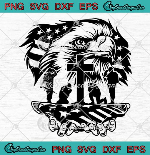 US Army Eagle Soldier Kneeling SVG - Patriotic Independence Day SVG PNG EPS DXF PDF, Cricut File
