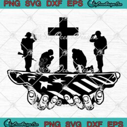 US Flag US Soldier Kneeling SVG - Military Memorial Day SVG - 4th Of July SVG PNG EPS DXF PDF, Cricut File