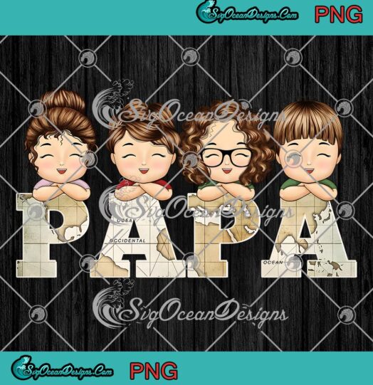 World Map Papa Father's Day Vintage PNG - Custom Name Gift For Dad PNG JPG Clipart, Digital Download