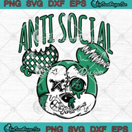 Anti Social Scary Mickey Head SVG - Matching Air Jordan 1 Mid Lucky Green SVG PNG EPS DXF PDF, Cricut File