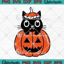 Cat On Pumpkin Halloween SVG - Funny Happy Halloween Season SVG PNG EPS DXF PDF, Cricut File