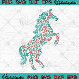 Floral Horse Riding Horse Lovers SVG - Women Girls Gifts SVG PNG EPS DXF PDF, Cricut File