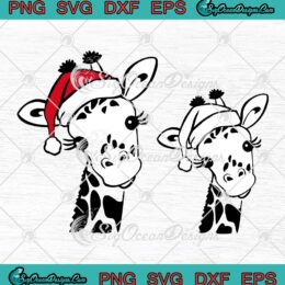 Giraffe Santa Hat Christmas Holiday SVG - Giraffe Merry Christmas SVG PNG EPS DXF PDF, Cricut File