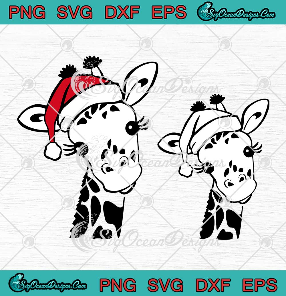 Giraffe-Santa-Hat-Christmas-Holiday-SVG---Giraffe-Merry-Christmas-SVG-PNG-EPS-DXF-PDF,-Cricut-File Giraffe Santa Hat Christmas Holiday SVG - Giraffe Merry Christmas SVG PNG EPS DXF PDF, Cricut File