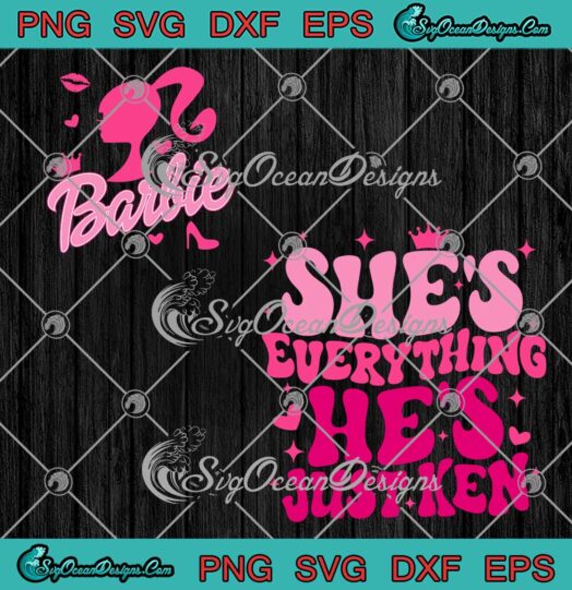 Groovy Retro Barbie Couple Matching SVG - She's Everything He's Just Ken SVG PNG EPS DXF PDF, Cricut File