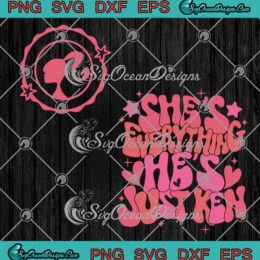 Groovy Retro She's Everything SVG - He's Just Ken SVG - Barbie Couple Matching SVG PNG EPS DXF PDF, Cricut File