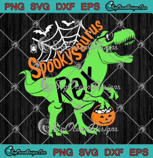 Halloween Spooky Saurus Rex SVG - Boys Kids Dinosaur T-Rex SVG PNG EPS DXF PDF, Cricut File