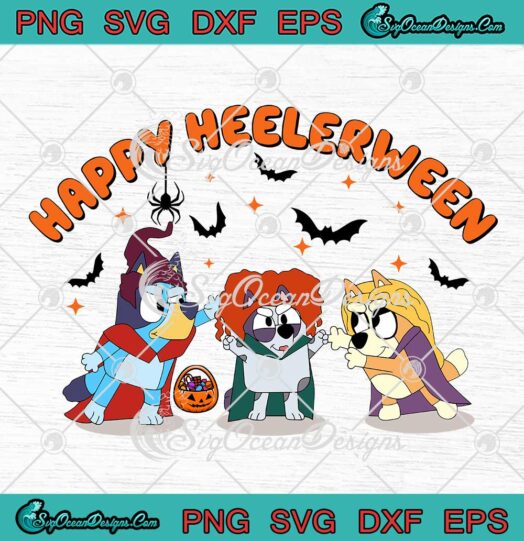 Happy Heelerween Bluey Halloween SVG - Bluey And Bingo Halloween Costume SVG PNG EPS DXF PDF, Cricut File