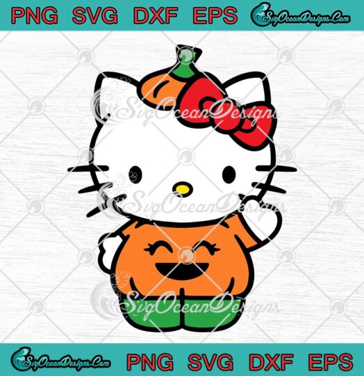 Hello Kitty With Pumpkin SVG - Happy Halloween Holiday SVG PNG EPS DXF PDF, Cricut File