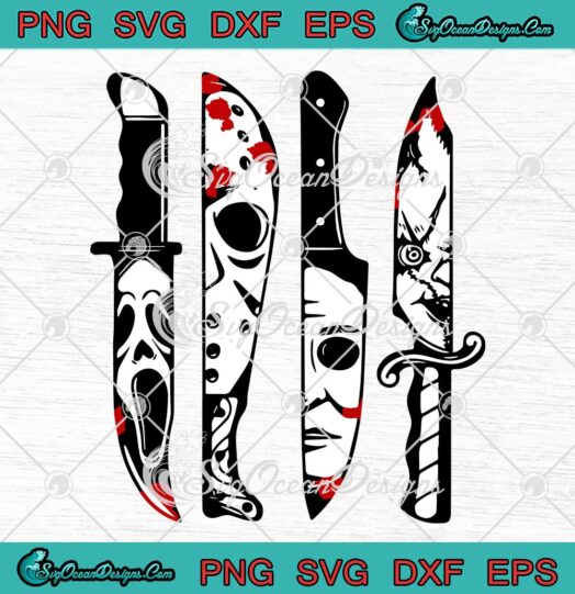 Horror Movie Characters In Knives SVG - Scary Halloween Season SVG PNG EPS DXF PDF, Cricut File