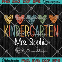 Kindergarten Hearts Custom Name SVG - Kindergarten Teacher Gift SVG PNG EPS DXF PDF, Cricut File