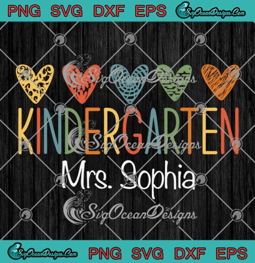 Kindergarten Hearts Custom Name SVG - Kindergarten Teacher Gift SVG PNG EPS DXF PDF, Cricut File