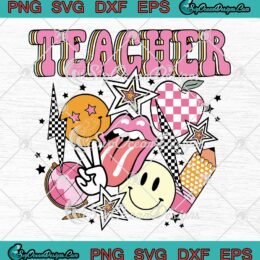 Retro Teacher Life Teacher Outfits SVG - Boho Checkered Gifts For Teacher SVG PNG EPS DXF PDF, Cricut File