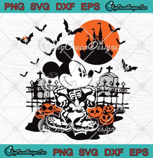 Skeleton Mickey Mouse Halloween SVG - Disney Halloween 2023 SVG PNG EPS DXF PDF, Cricut File
