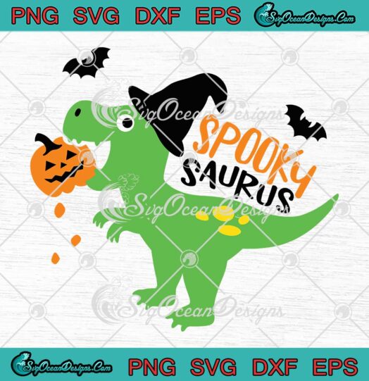 Spooky Saurus Funny Kids Halloween SVG - Dinosaur T-Rex Halloween SVG PNG EPS DXF PDF, Cricut File