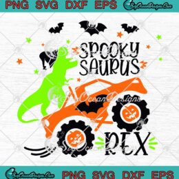 Spooky Saurus Rex Halloween SVG - Dinosaur Truck Spooky SVG PNG EPS DXF PDF, Cricut File