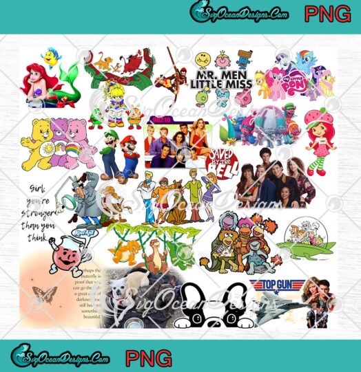 90s Cartoon Movie Characters Tumbler PNG - Retro Style Wrap Cup Tumbler PNG JPG Clipart, Digital Download