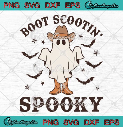 Boot Scootin Spooky Cowboy Ghost SVG - Western Halloween Retro SVG PNG EPS DXF PDF, Cricut File