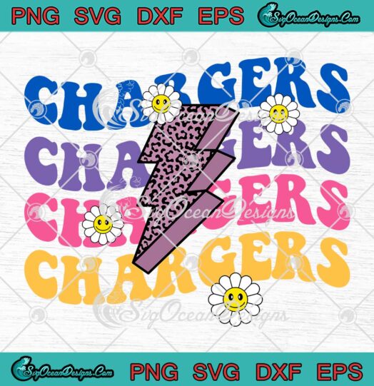 Chargers Leopard Lightning Bolt SVG - Chargers Groovy Retro SVG PNG EPS DXF PDF, Cricut File