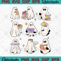 Cute Ghost Bookish Teacher SVG - Halloween Ghost Read More Books SVG PNG EPS DXF PDF, Cricut File