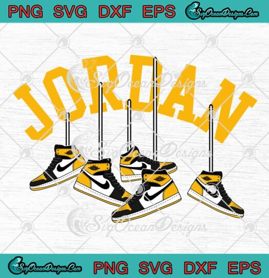 Hanging Sneakers Kids Tops SVG - Matching Air Jordan 1 High OG Taxi SVG PNG EPS DXF PDF, Cricut File