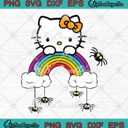 Hello Kitty Rainbow Spooky Halloween SVG - Hello Kitty Spiders Halloween SVG PNG EPS DXF PDF, Cricut File