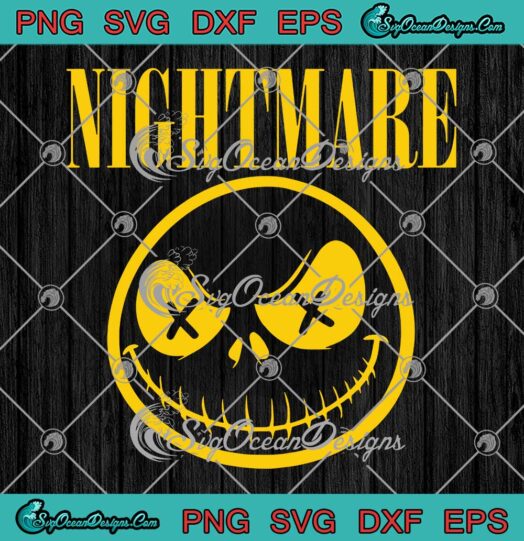 Jack Skellington Face Nightmare SVG - Halloween Nightmare Before Christmas SVG PNG EPS DXF PDF, Cricut File