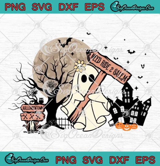 Need Ride 2 Salem Halloween Vintage SVG - Boo Ghost Spooky Season SVG PNG EPS DXF PDF, Cricut File