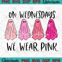 On Wednesdays We Wear Pink SVG - Ghost Halloween Breast Cancer SVG PNG EPS DXF PDF, Cricut File