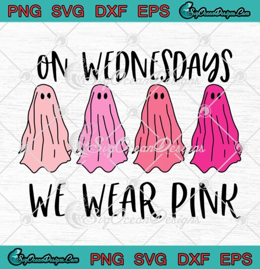 On Wednesdays We Wear Pink SVG - Ghost Halloween Breast Cancer SVG PNG EPS DXF PDF, Cricut File