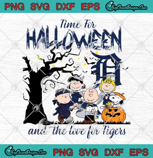 Peanuts Time For Halloween SVG - And The Love For Detroit Tigers 2023 SVG PNG EPS DXF PDF, Cricut File