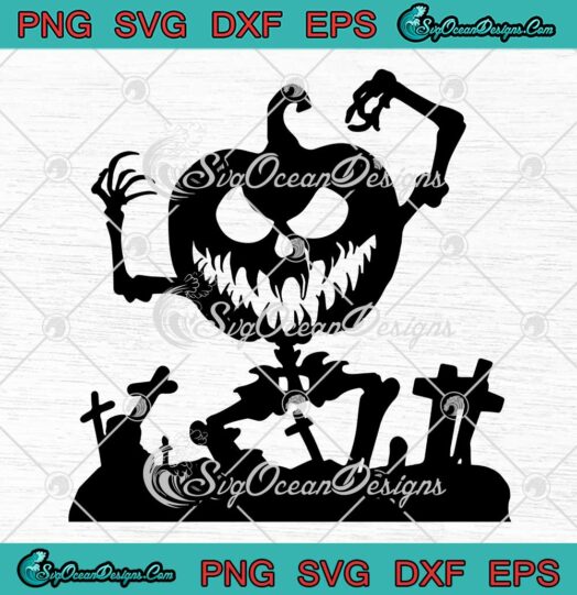 Pumpkin Monster Pumpkin Cemetery SVG - Skeleton Spooky Halloween SVG PNG EPS DXF PDF, Cricut File