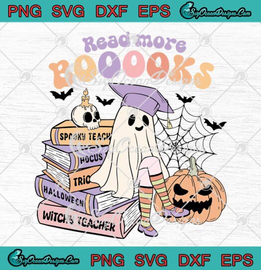 Read More Books Retro Halloween SVG - Spooky Teacher Ghost SVG PNG EPS DXF PDF, Cricut File