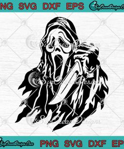 Scary Ghostface Holding Knife SVG - Scream Movie Halloween SVG PNG EPS ...