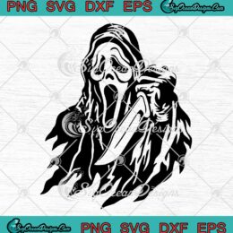 Scary Ghostface Holding Knife SVG - Scream Movie Halloween SVG PNG EPS DXF PDF, Cricut File