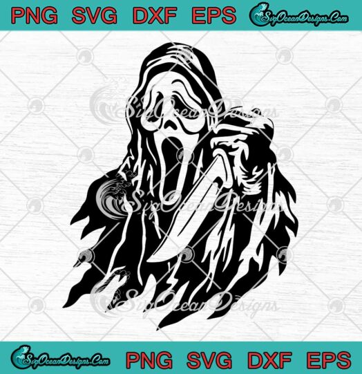 Scary Ghostface Holding Knife SVG - Scream Movie Halloween SVG PNG EPS DXF PDF, Cricut File