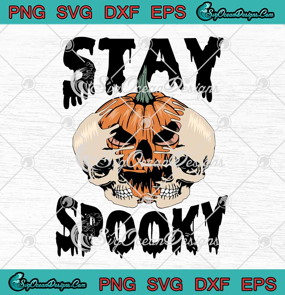 Stay Spooky Skull Pumpkin Halloween Svg Retro Style Halloween Svg Png