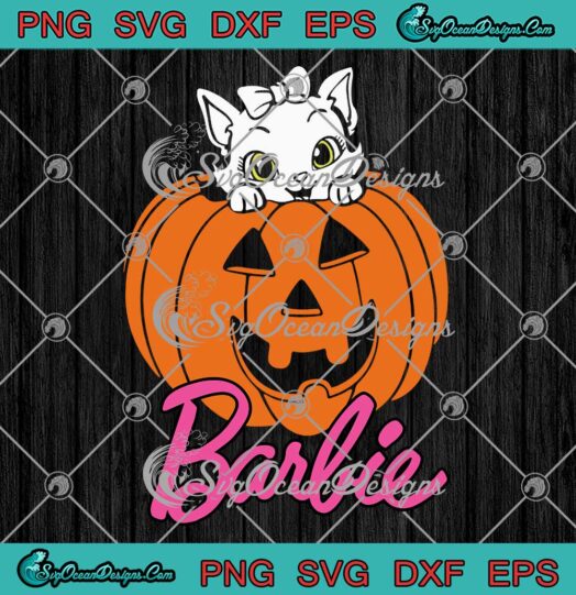 Barbie Halloween Pumpkin Kitty SVG - Barbie Halloween Kids Outfit SVG PNG EPS DXF PDF, Cricut File