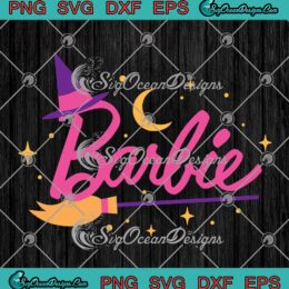 Barbie Witch Broom Halloween SVG - Barbie Witch Spooky Halloween SVG PNG EPS DXF PDF, Cricut File