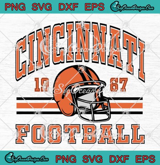 Cincinnati Football Helmet 1967 SVG - Cincinnati Bengals Football SVG PNG EPS DXF PDF, Cricut File