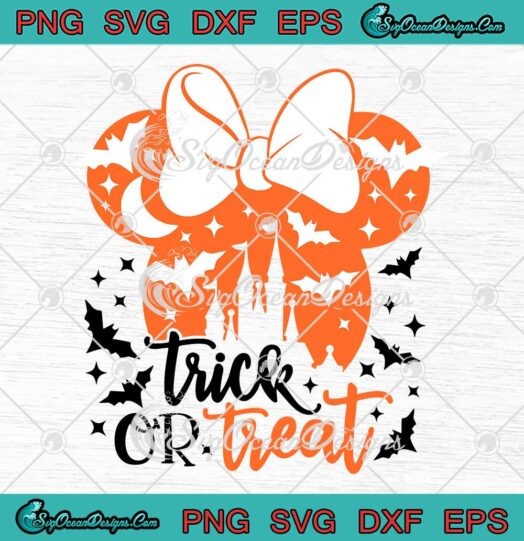 Disney Minnie Head Trick Or Treat SVG - Disney Halloween Party SVG PNG EPS DXF PDF, Cricut File