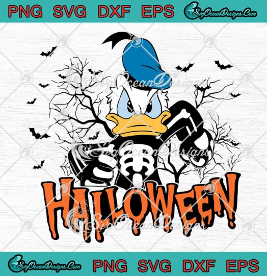Donald Duck Skeleton Halloween SVG - Vintage Disney Spooky Halloween SVG PNG EPS DXF PDF, Cricut File