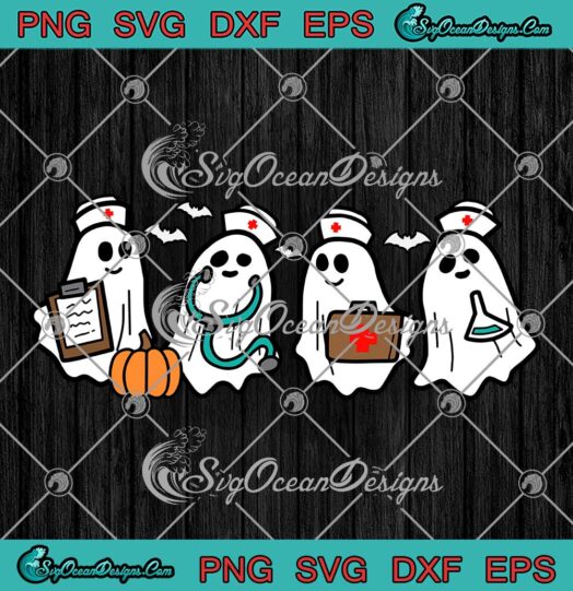 Ghost Nurses Halloween Crew Funny SVG - Costume Scrub Halloween NICU SVG PNG EPS DXF PDF, Cricut File
