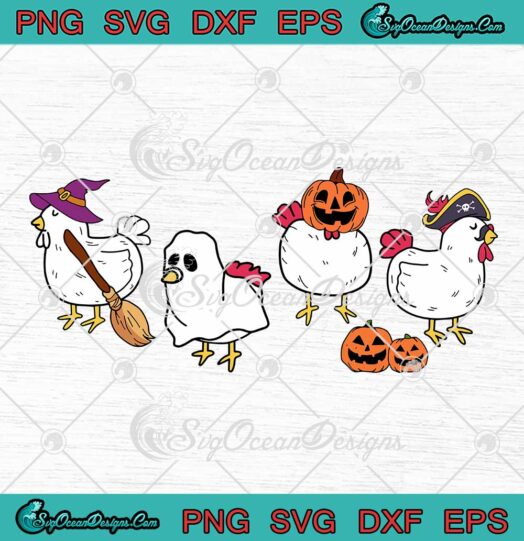 Halloween Chicken Ghosts Funny SVG - Dancing Chicken Halloween SVG PNG EPS DXF PDF, Cricut File