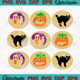 Halloween Cookies Ghost Pumpkin Cat SVG - Halloween Sugar Cookies SVG PNG EPS DXF PDF, Cricut File